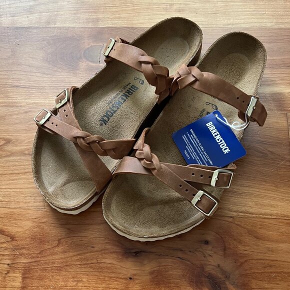 NEW** Birkenstock Franca Braided Cognac Sandal - Picture 2 of 4